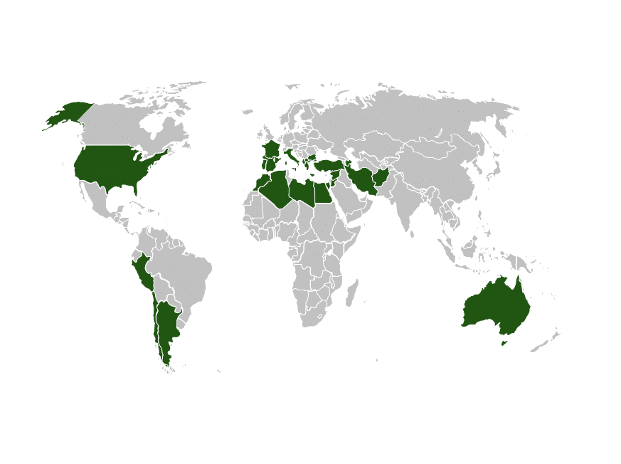 Anbaugebiete Oliven Weltkarte
