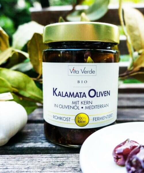 Kalamata Oliven in Olivenöl mit Kern im glas 330g