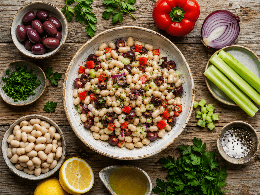 Mediterraner Crunchy Bean Salat